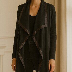 Cozy Black Waterfall Sweater Jacket Sz M